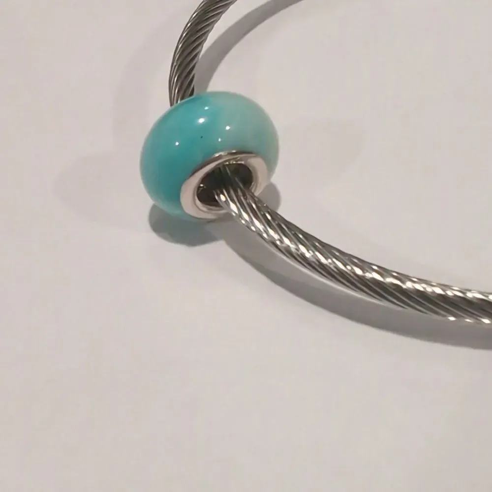 Silver Blue and White Charm for Pandora‎ Style Bracelet
